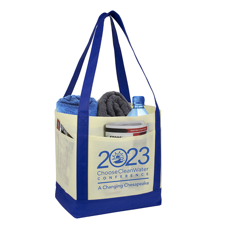 18"W x 12"H x 7" Gusset - "THE CRUISER" Faux Canvas 3-Pocket Value Tote 22