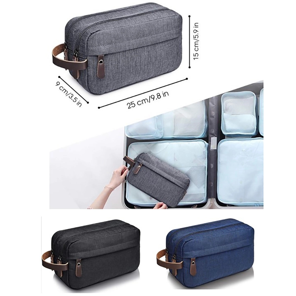 Canvas Toiletry Bag Hanging Dopp Kit Unisex 3