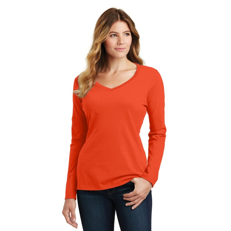 Port & Company Women's Long Sleeve Fan Favorite V-Neck Tee. 52