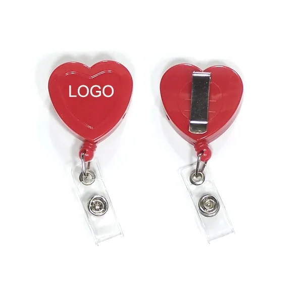Heart Shaped Retractable Badge Holder - Full color 2