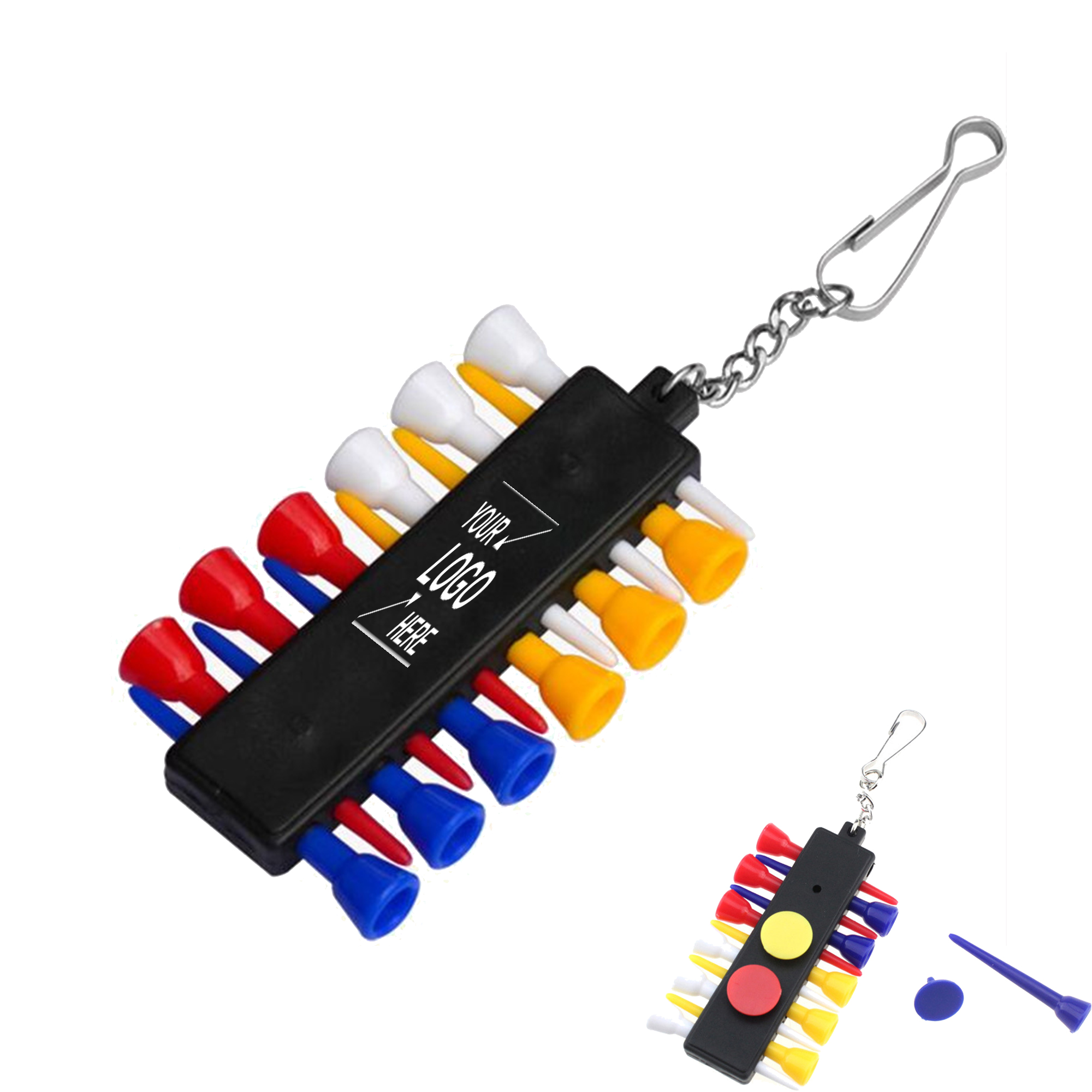12 Pack Golf Tees Set with 3 Ball Markers and Convenient Chain Organizer 3