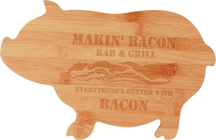 13 3/4" x 8 3/4" Bamboo Pig Shaped Cutting Board 1