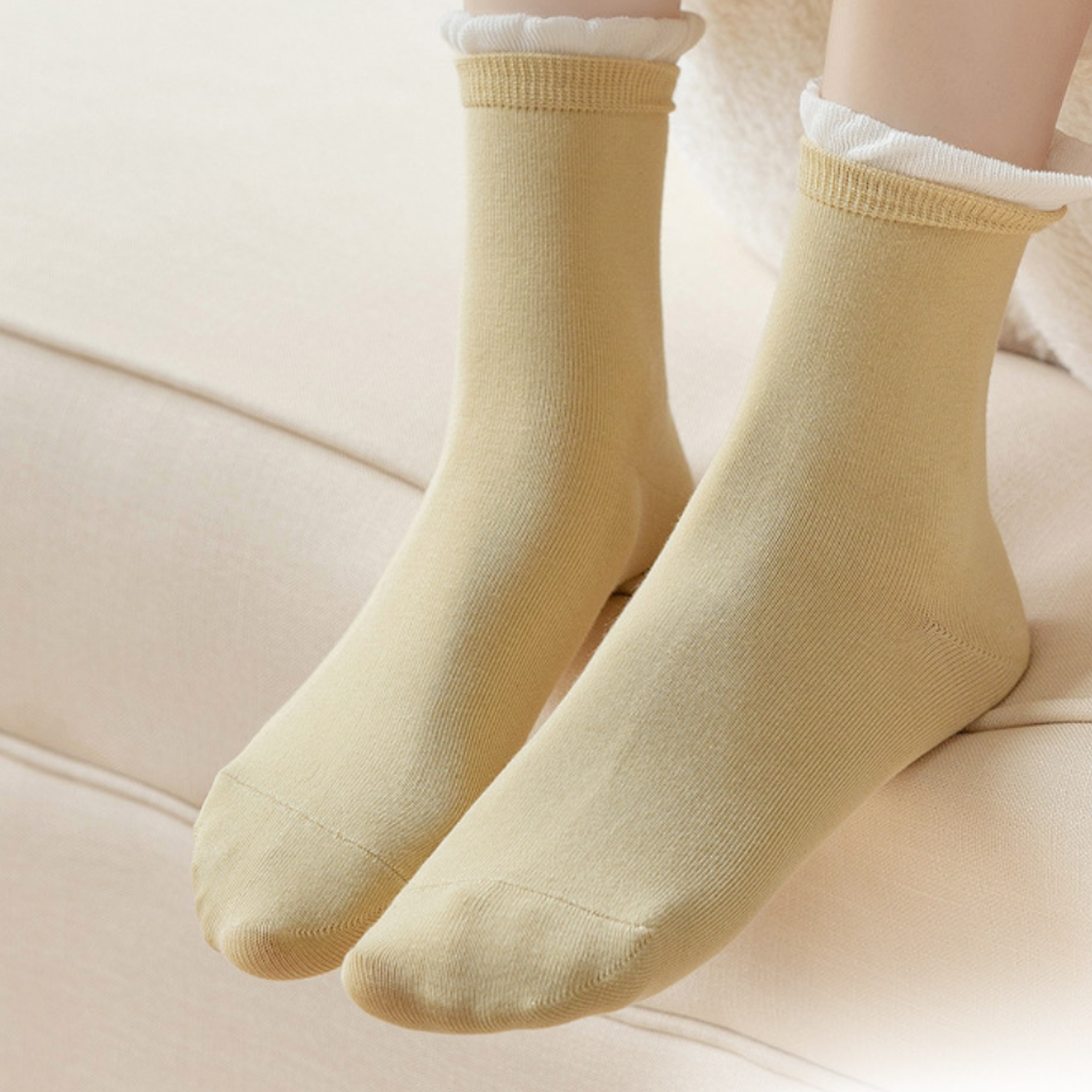 Pure Cotton Knitted Month Socks Post-Slip Resistant 4