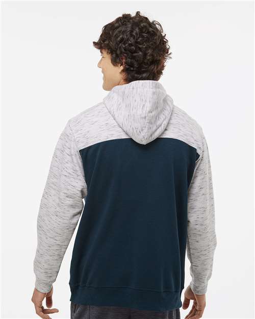 Men's Mélange Fleece Colorblocked Hooded Sweatshirt - 8676, custom hoodie or sweatshirt with logo imprint 3