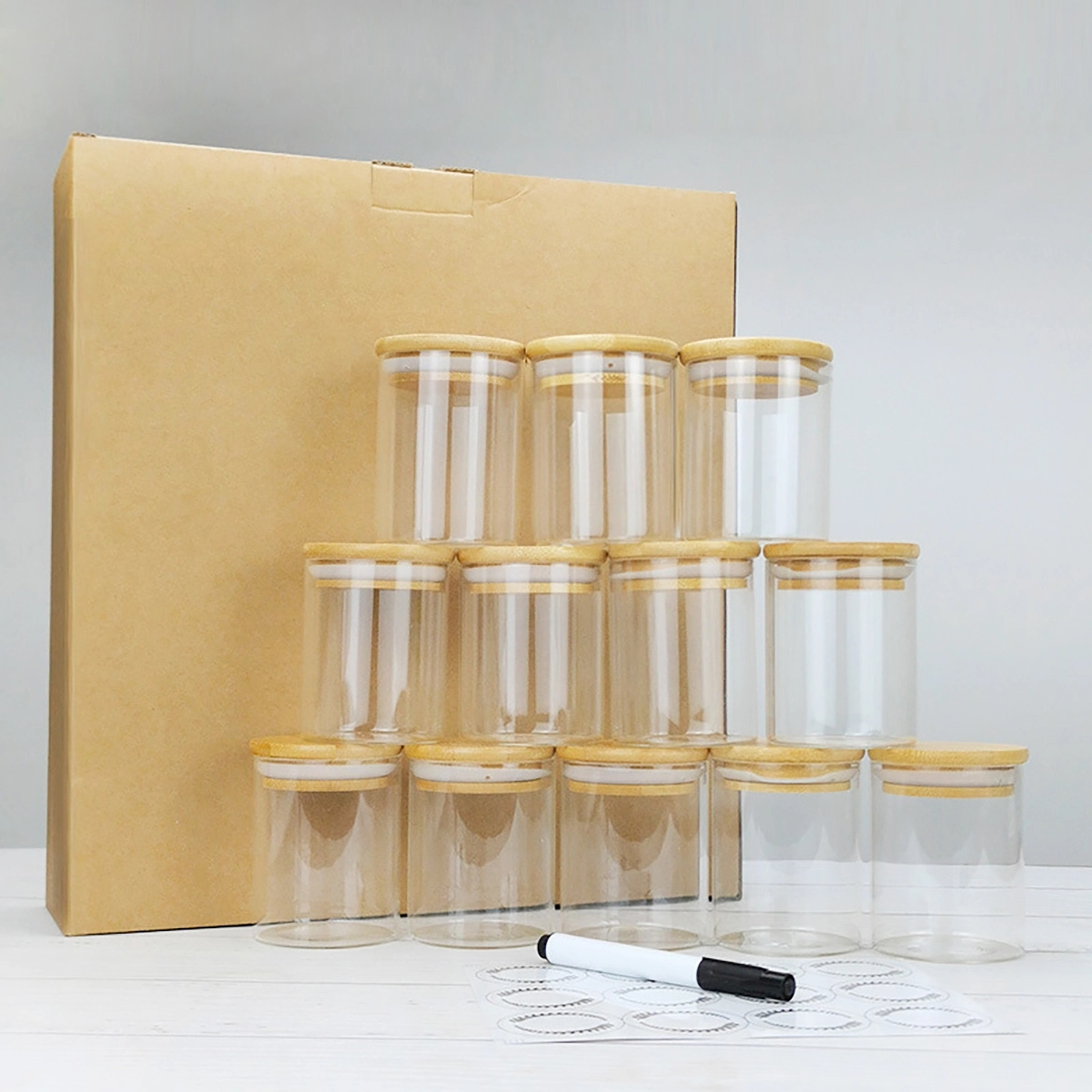 6Oz Small Air Tight Storage Containers With Natural Bamboo 4