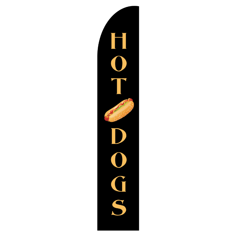 Hot Dogs Flag Kit with Poles 15' Feet Feather Flag Sign feather banners Outdoor Banner - Black 2
