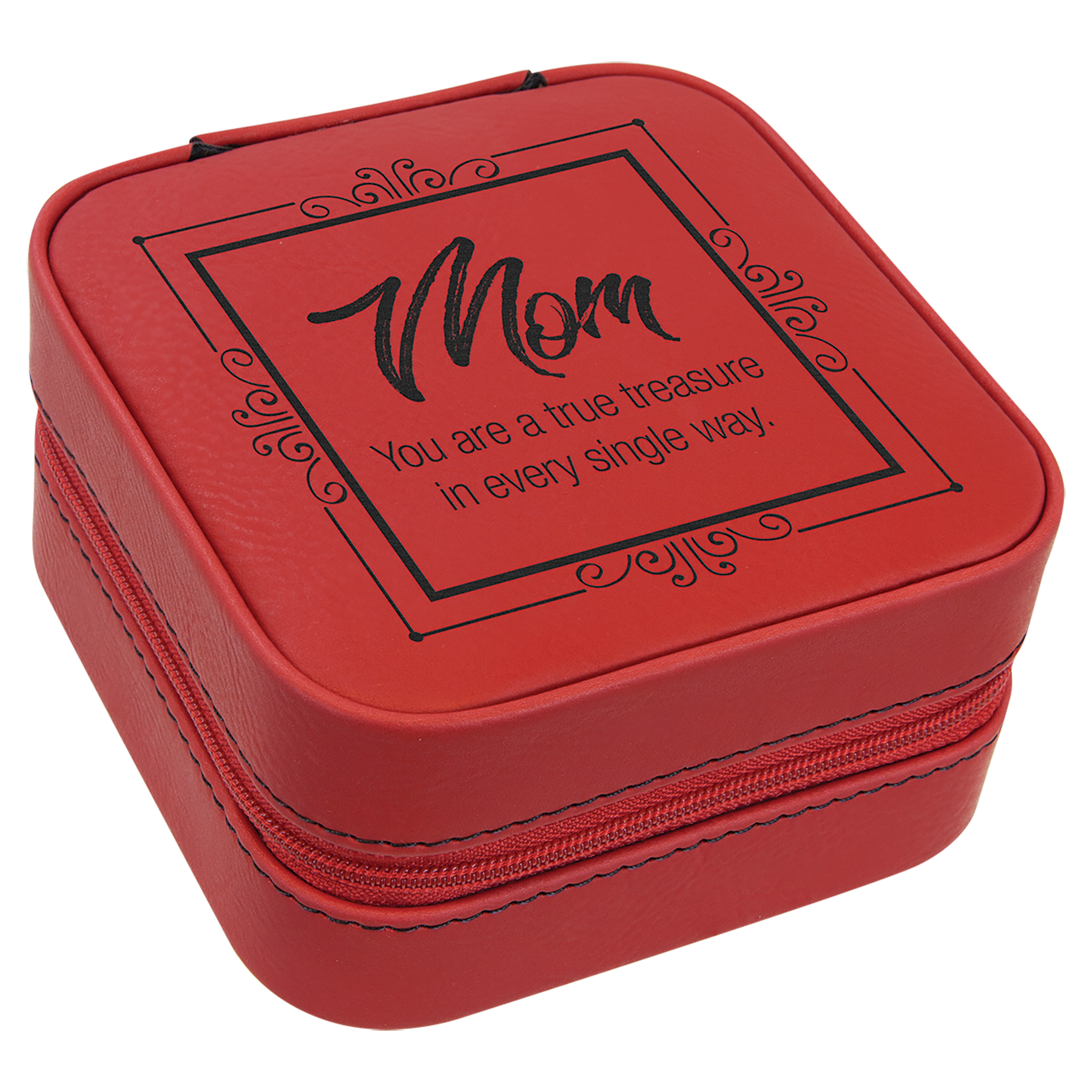 4" X 4" Red Leatherette Travel Jewelry Box 2