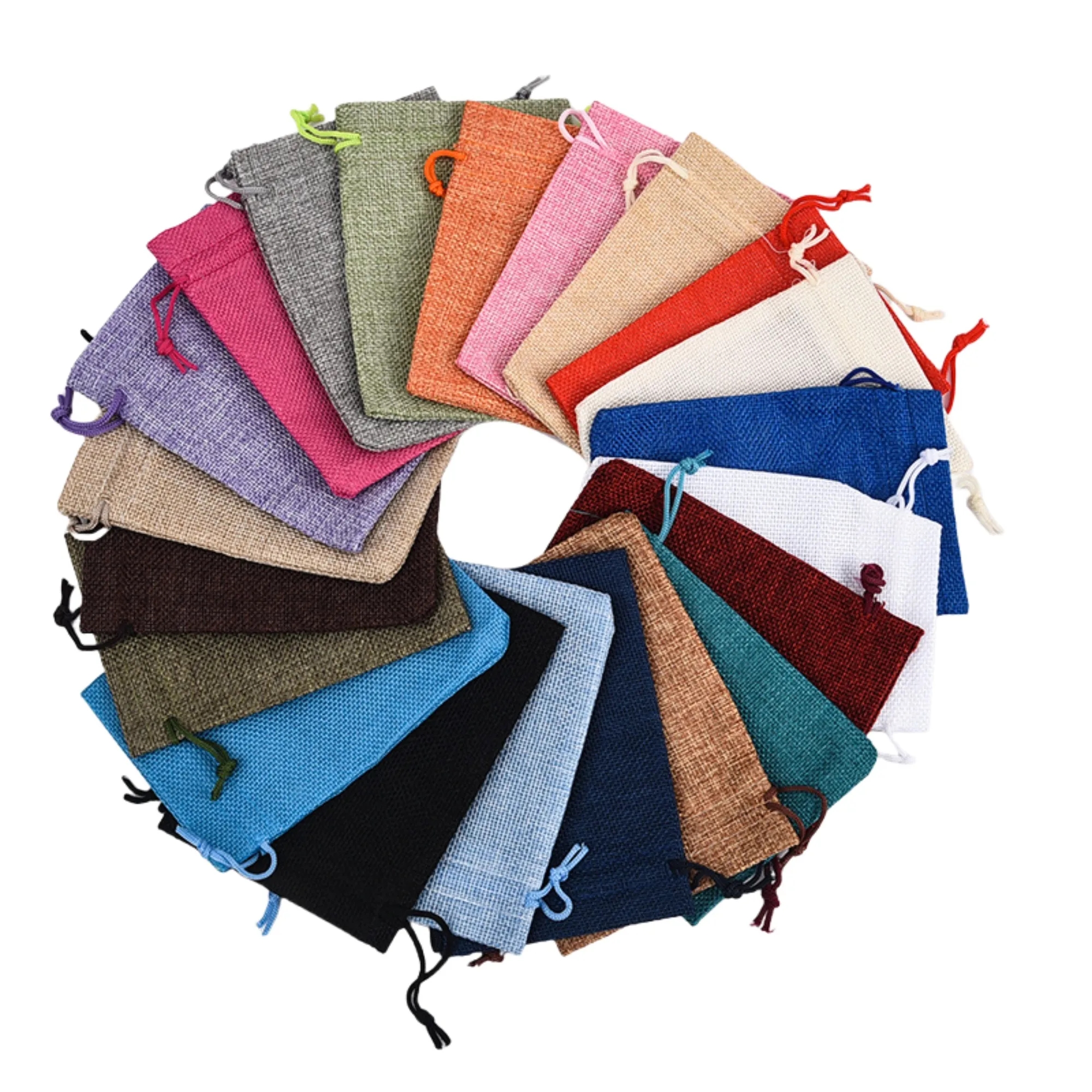 Linen Vintage Drawstring Pocket Gift Bag 17
