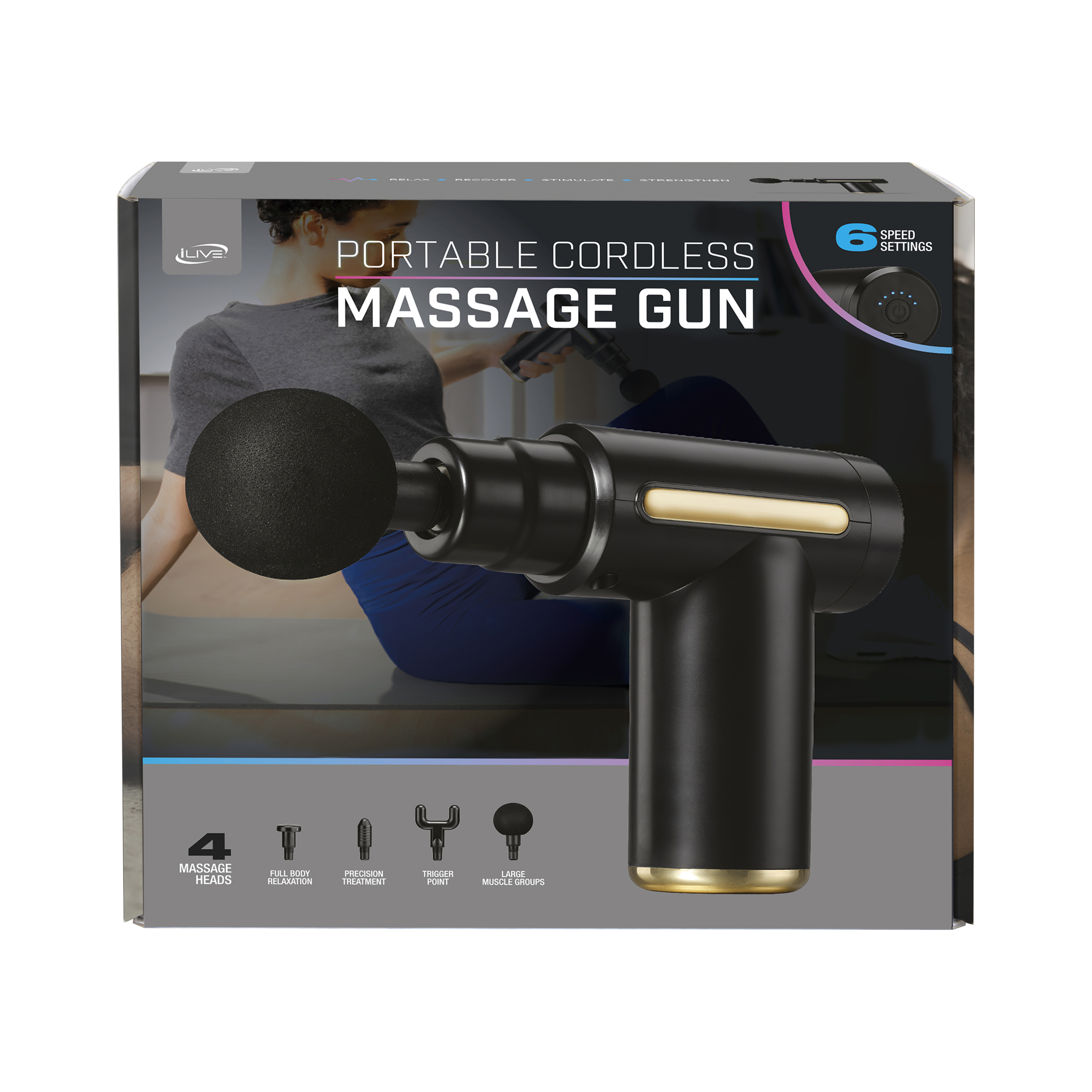 iLive™ Portable Cordless Massage Gun 14