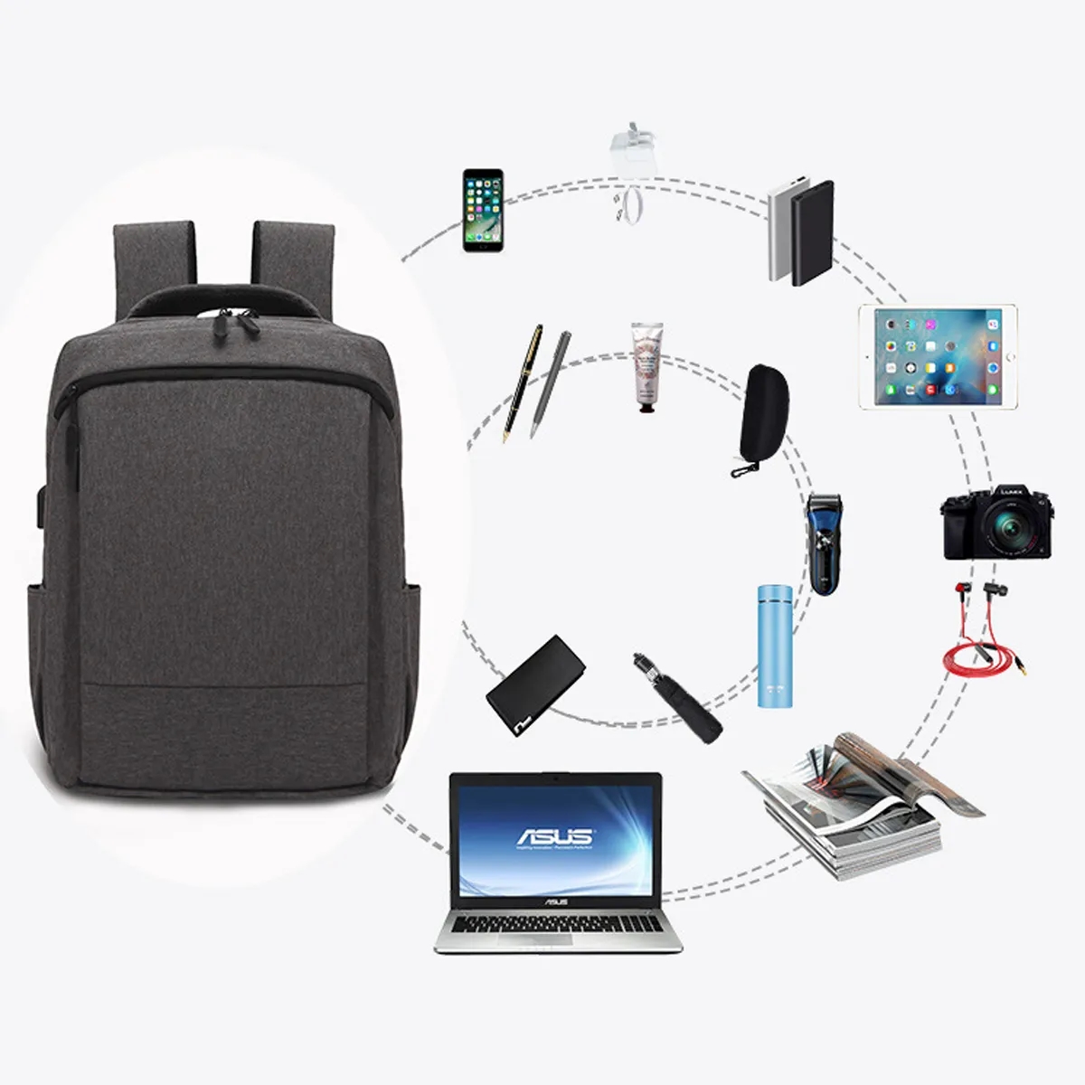 Laptop Compartment Backpack with USB Charging for Men 3