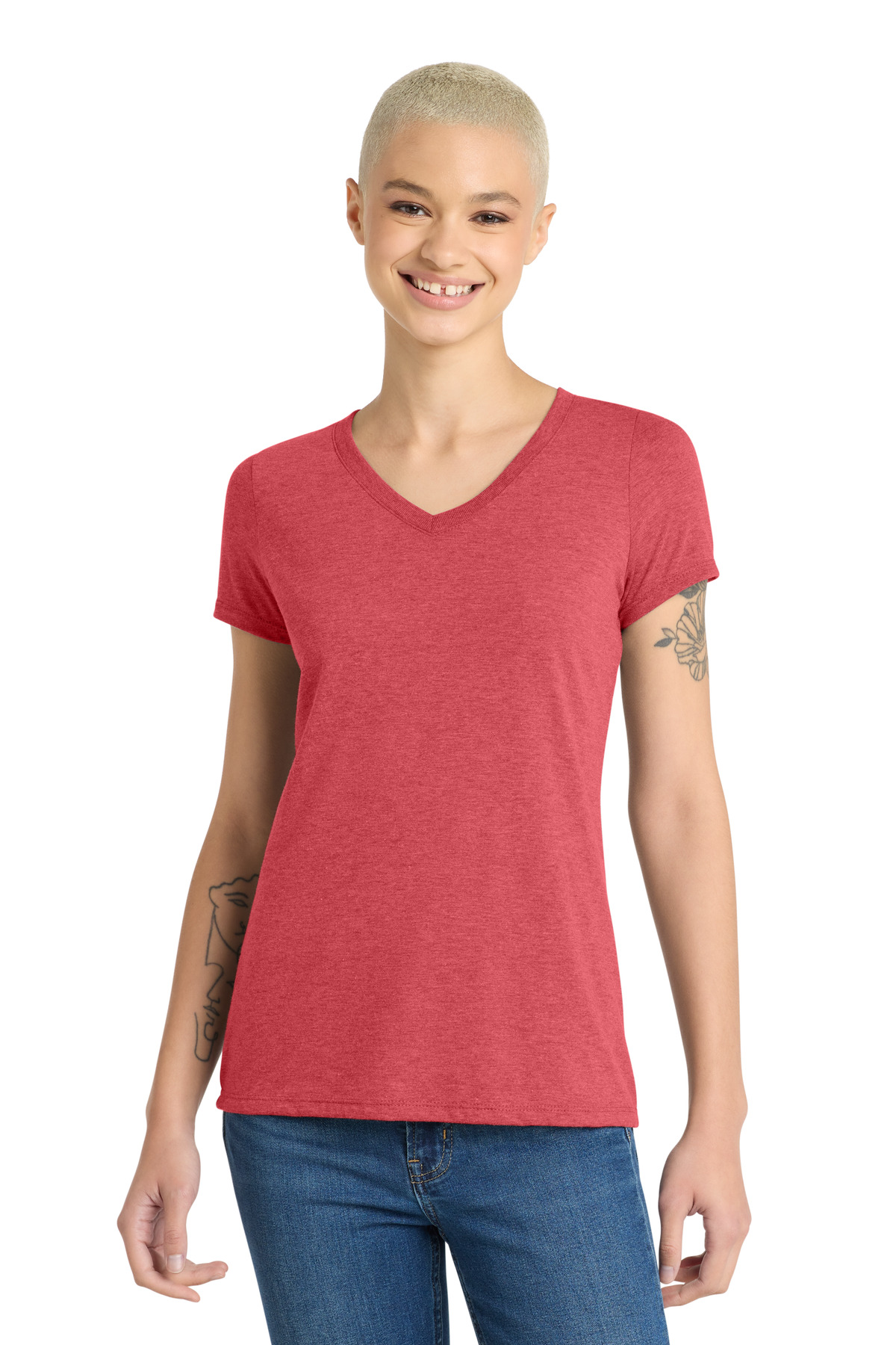 District Women's Perfect Tri V-Neck Tee. DM1350L 154