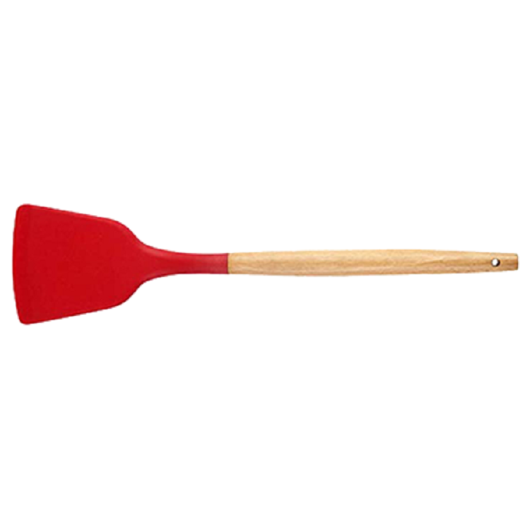 Silicone Cooking Or Serving Utensil With Wooden Handle 2