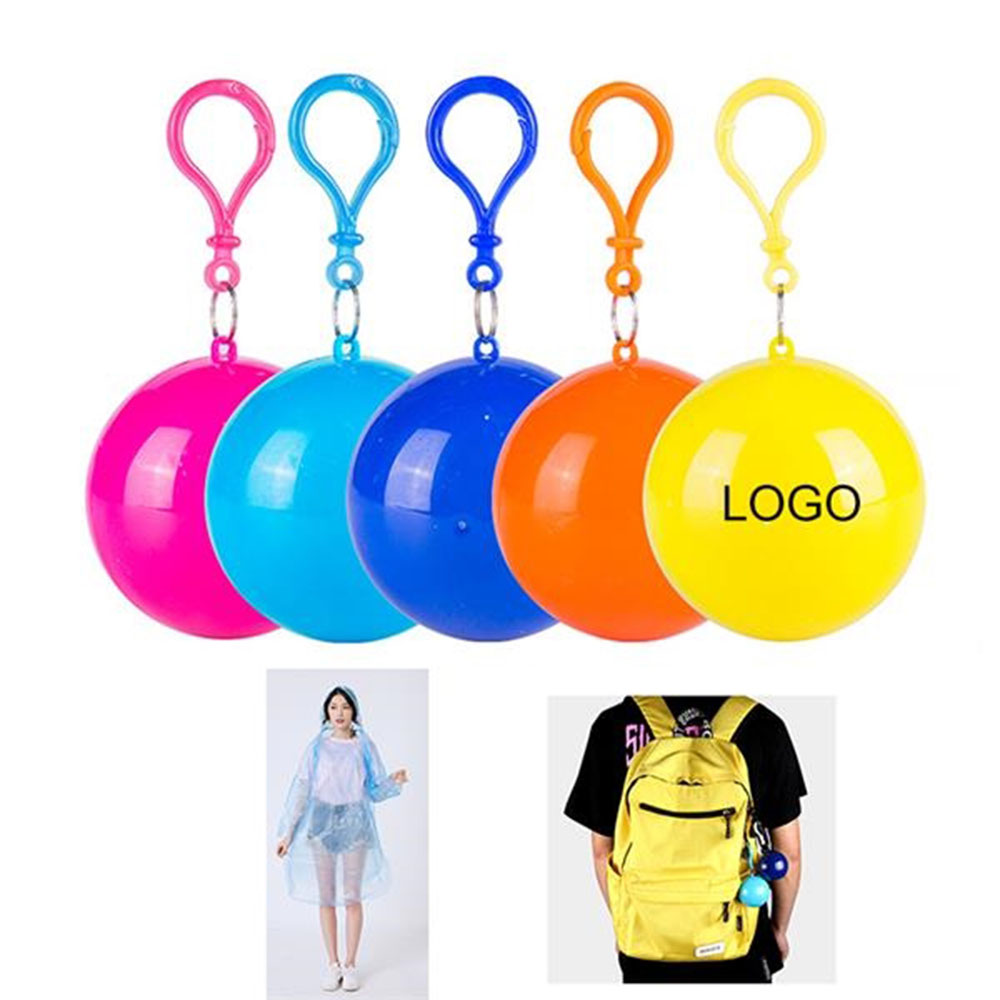 Disposable Portable Raincoat Poncho Ball Keychain 3
