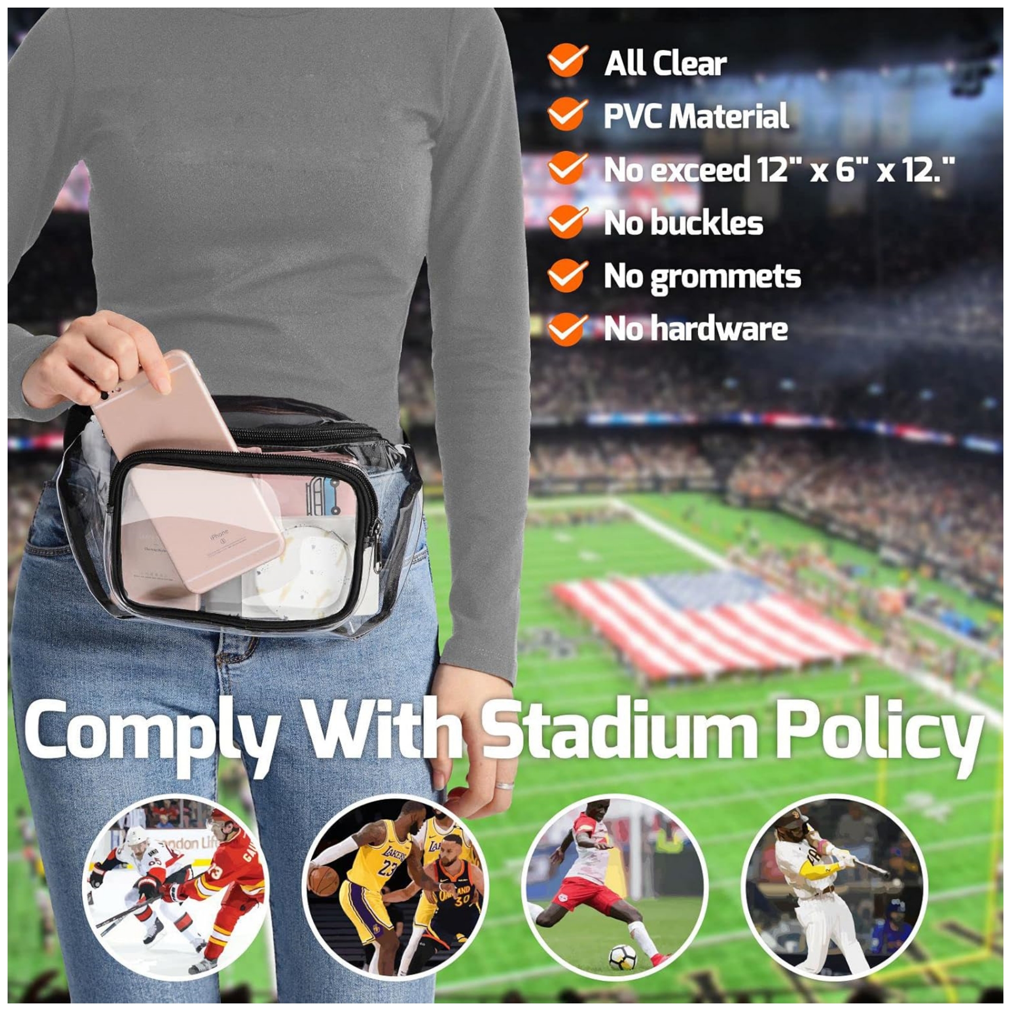 Stadium Approved Clear Fanny Pack 1