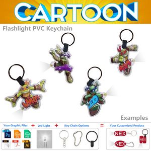 Custom Animal Shaped Soft PVC LED Keychain Flashlight 5
