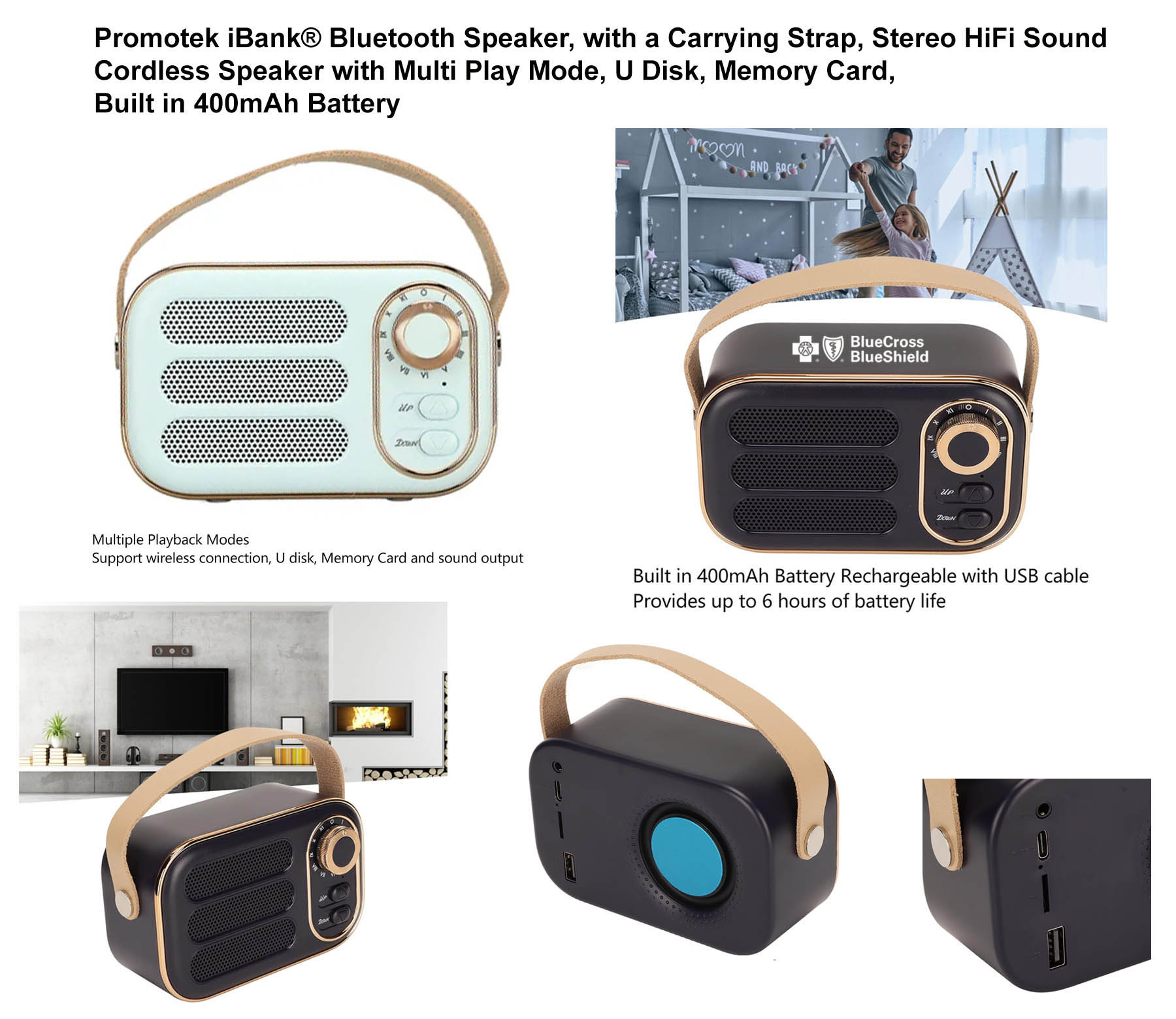 iBank ® Retro Vintage Mini Bluetooth Speaker with Carrying Strap 1