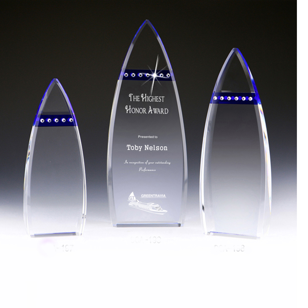 Two Tone Arrowhead Crystal Trophy and Award with Inlaid Sparkling Rhinestone 2