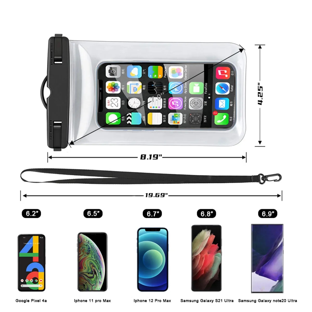 Universal Waterproof Phone Dry Bag Pouch with Neck Lanyard 3