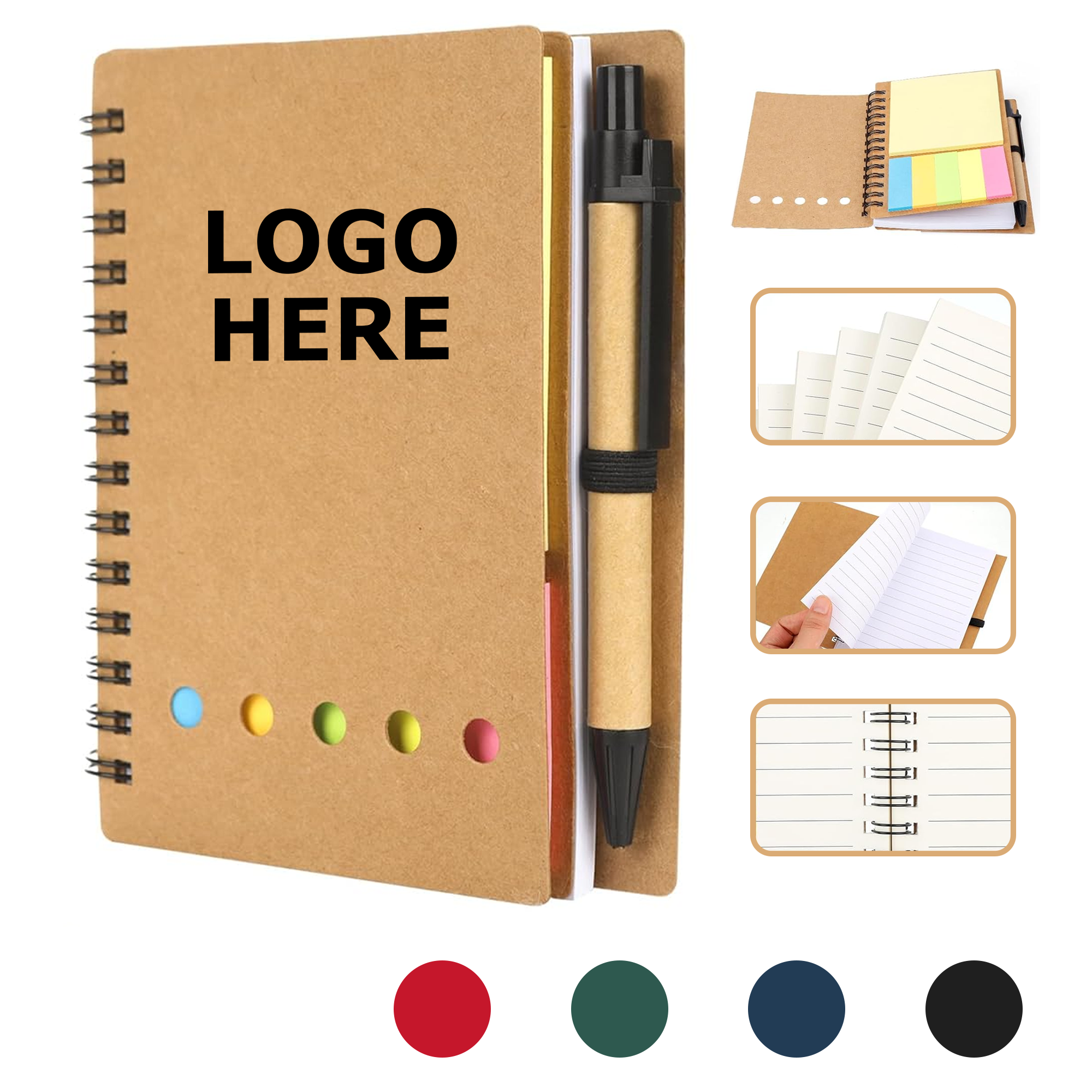 Kraft Paper Notebook With Sticky Notes And 1 Pen 2