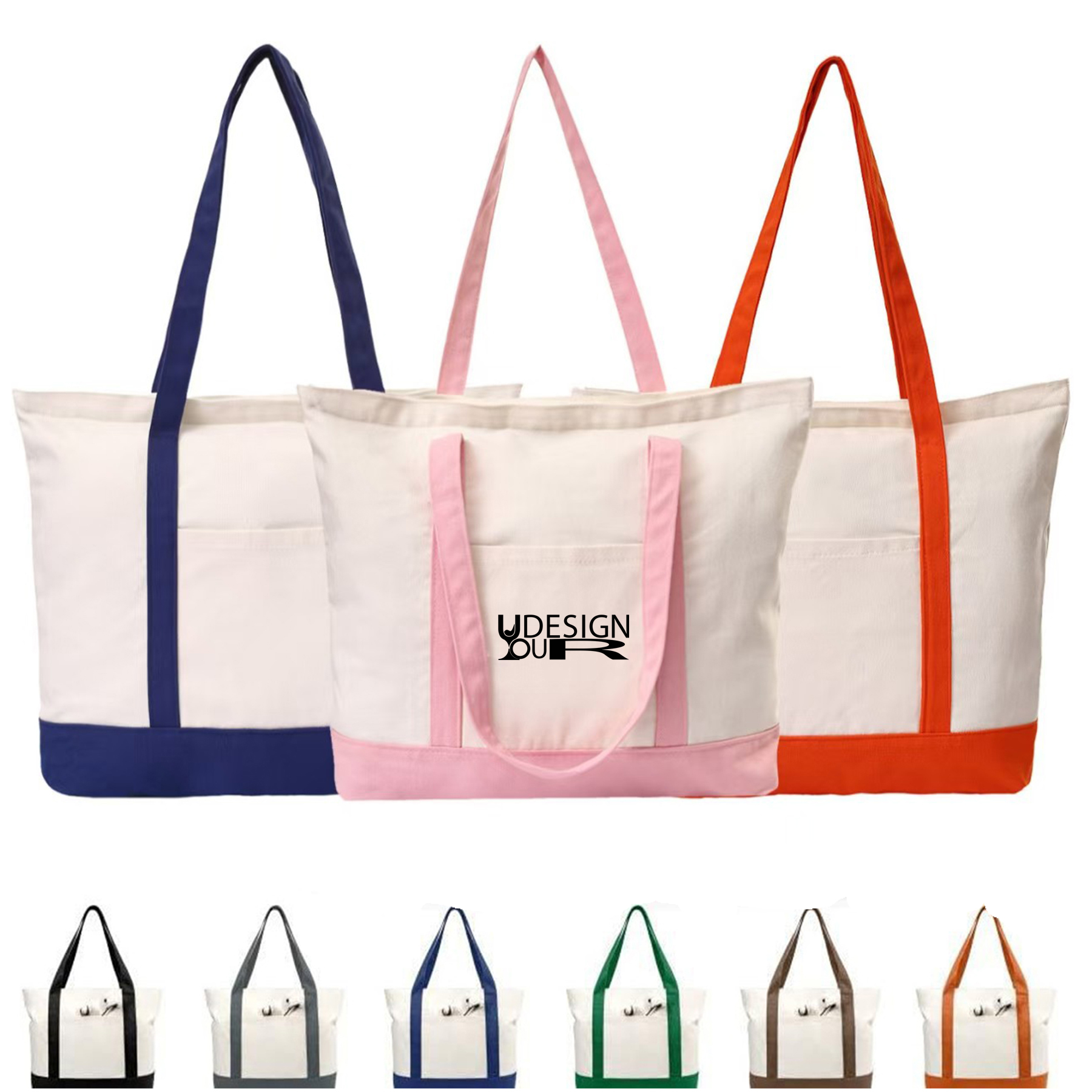 12 Oz Cotton Canvas Zippered Tote Bag 2