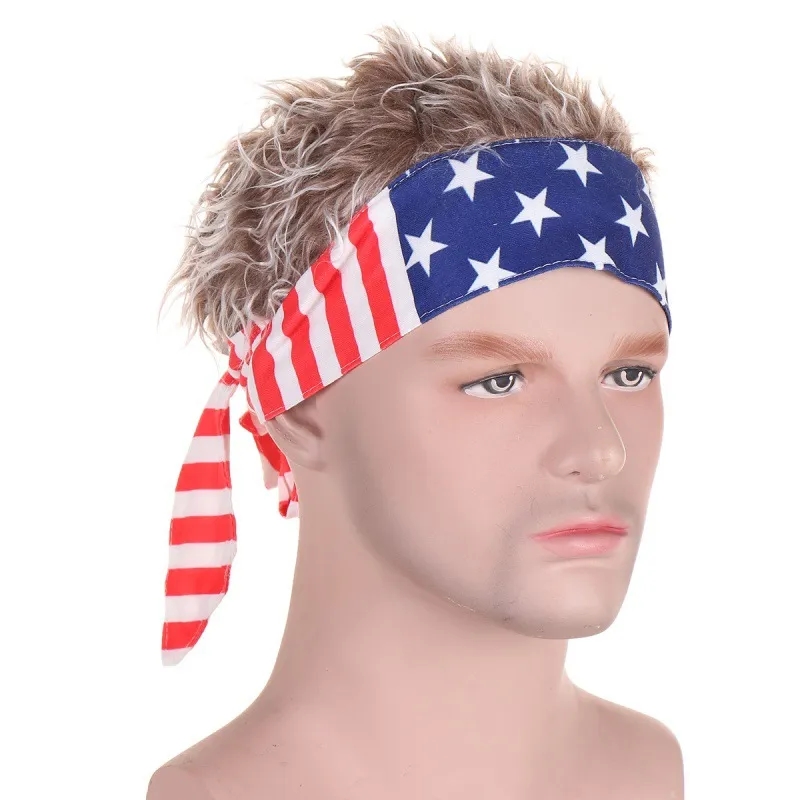 Polyester Sports Wigs & Headband Hat For Men 7