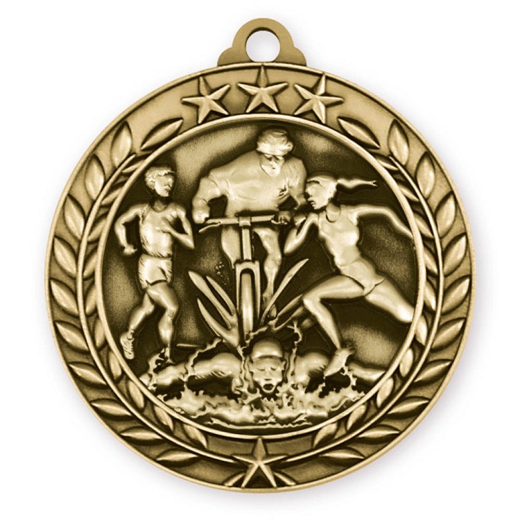Triathlon Wreath Award Medallion (1-3/4") 4