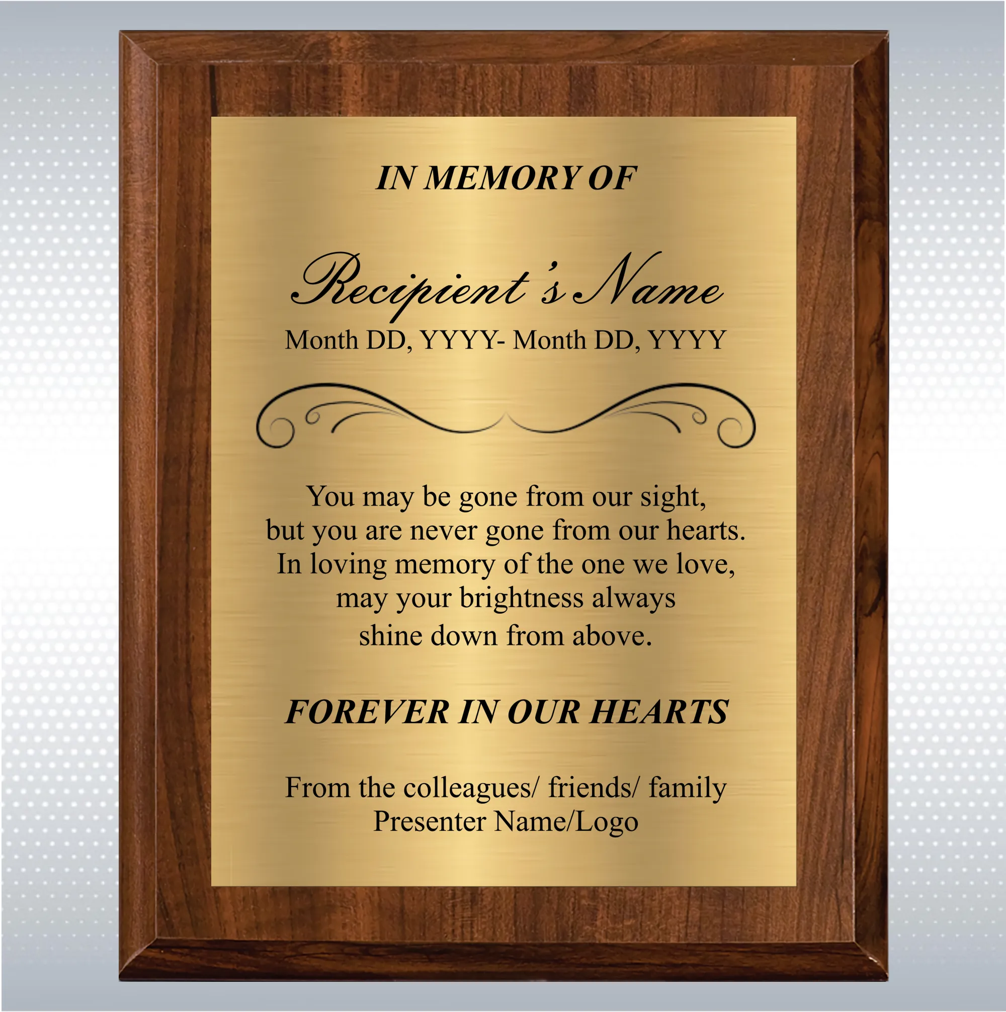 Cherry Finish Personalized Memorial Gift Aaward 21