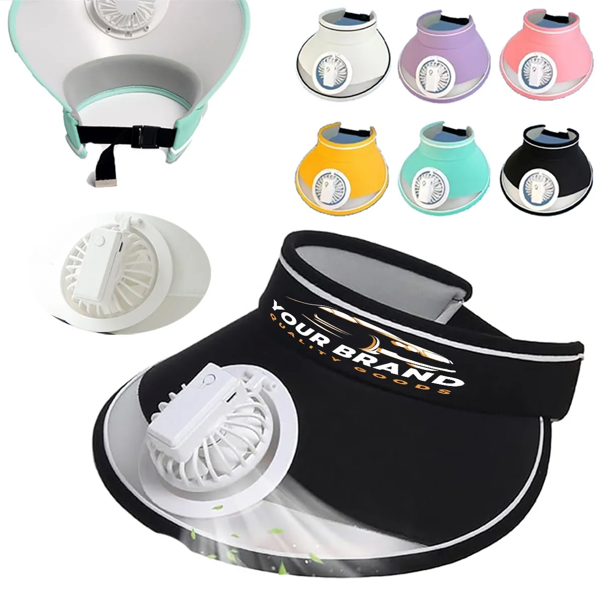 Sun Visor Hat with Fan Adjustable Head Circumference Cap 2
