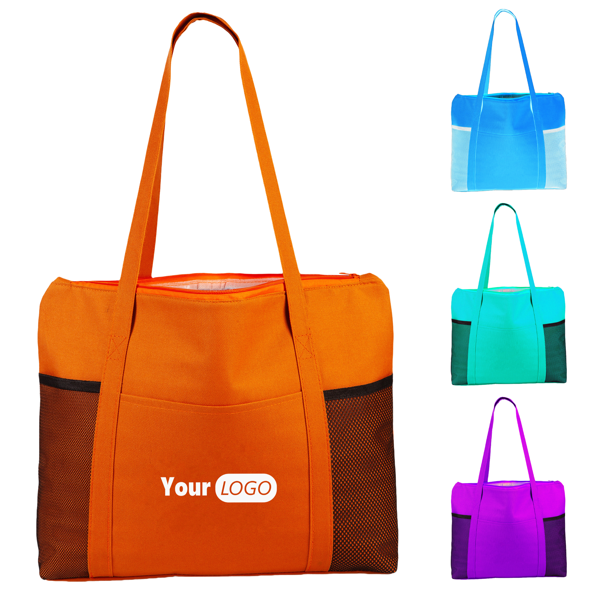 Canvas Handheld Zipper Storage Bag, custom tote bag with logo imprint 6