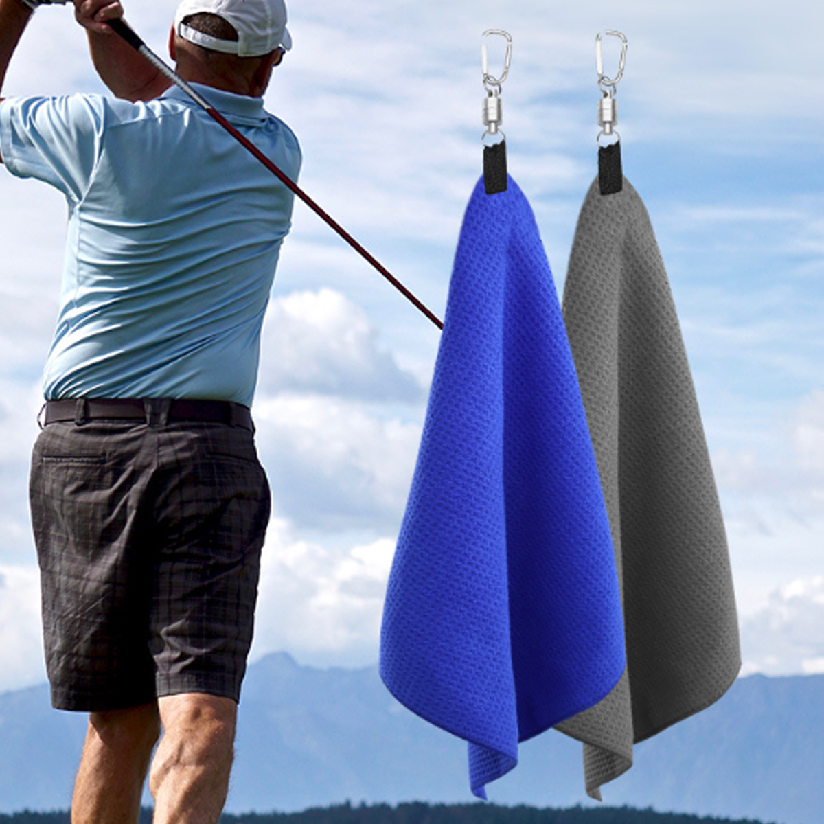 Magnetic Waffle Golf Towel with Clip 4