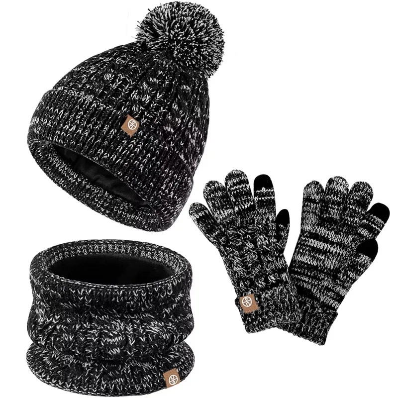 Children Hairball hat, scarf and gloves three-piece set 2