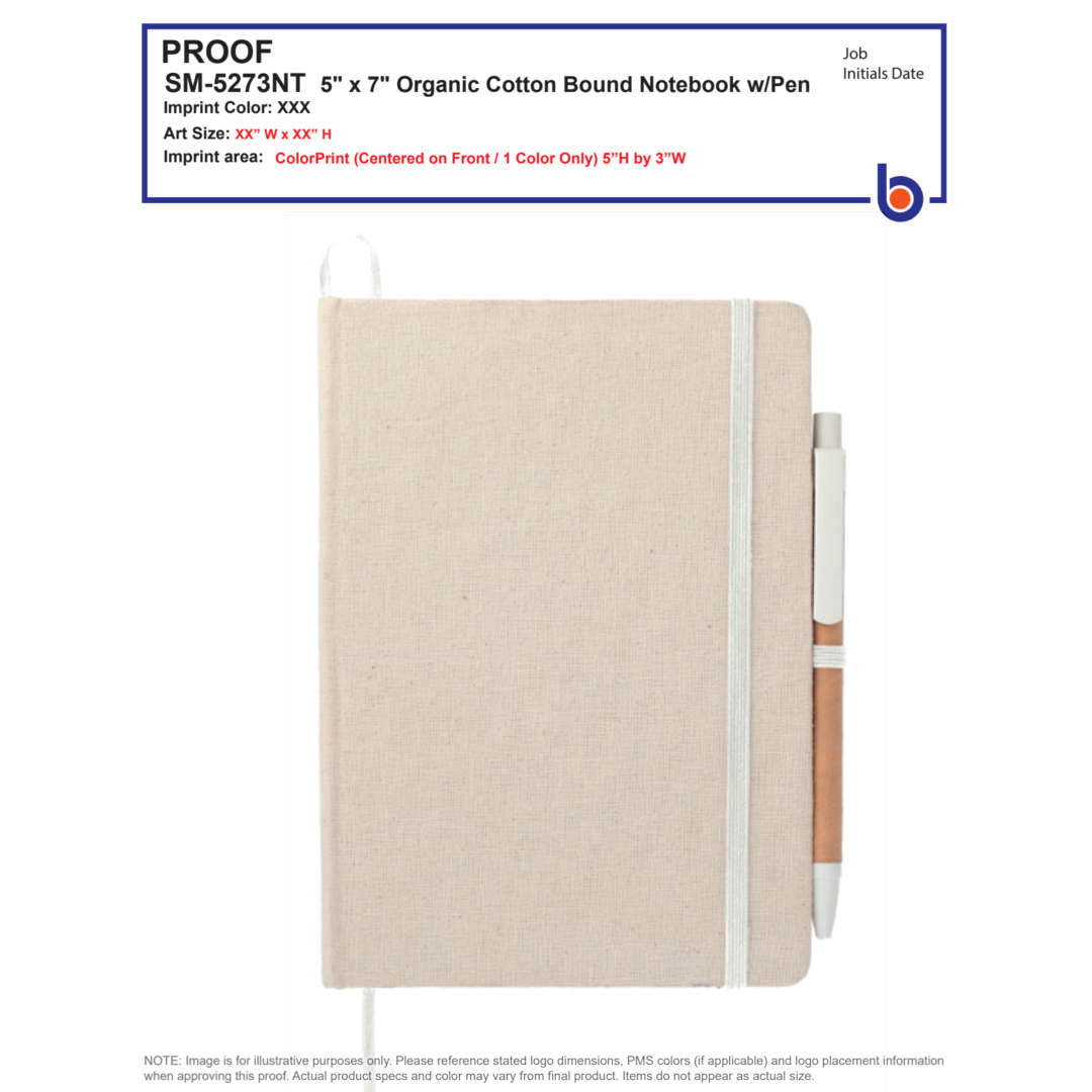5" x 7" Organic Cotton Bound Notebook w/Pen 38