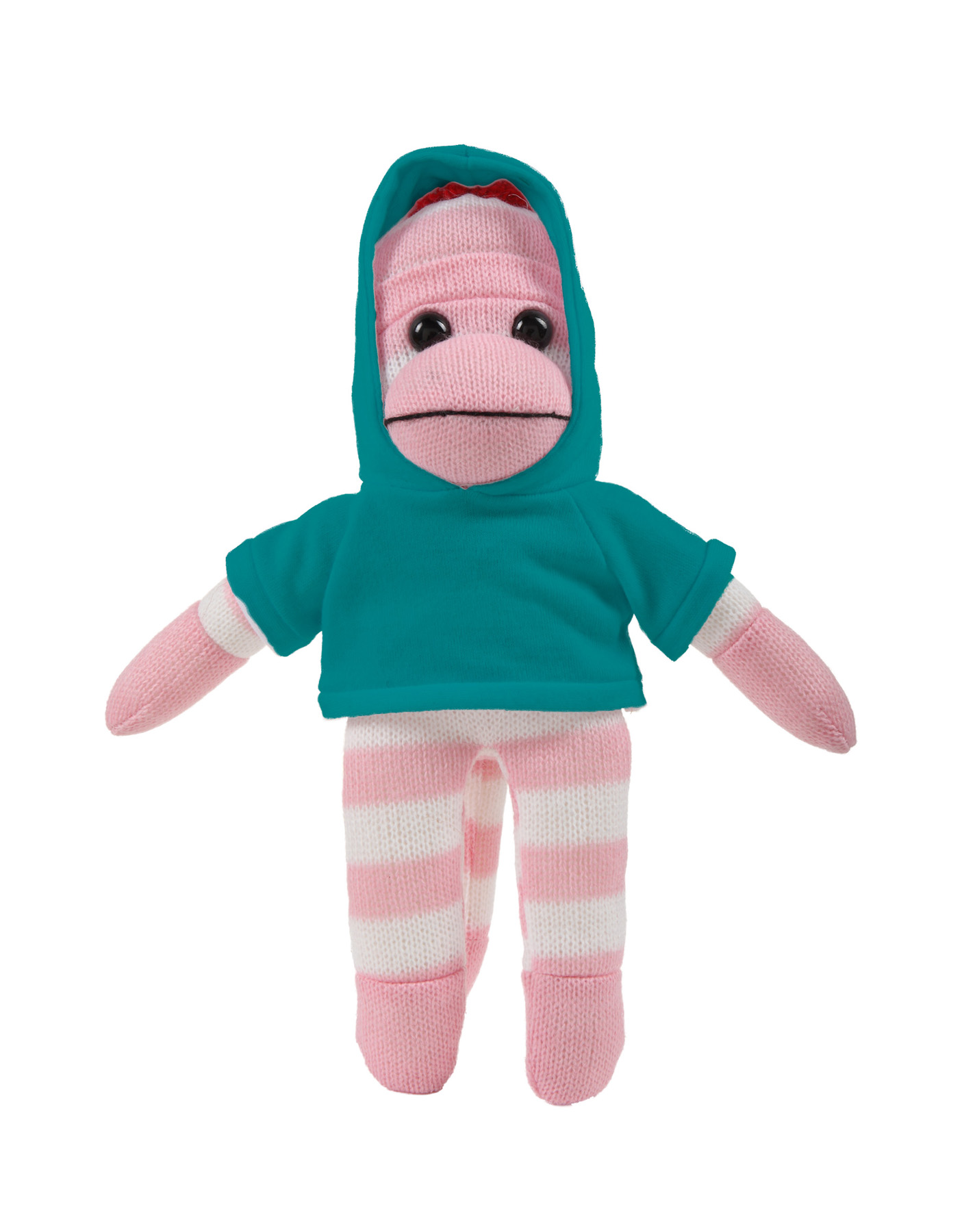 soft plush Pink Sock Monkey with hoodie 15