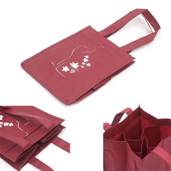 Non Woven 4 Bottle Wine Tote Bag 6