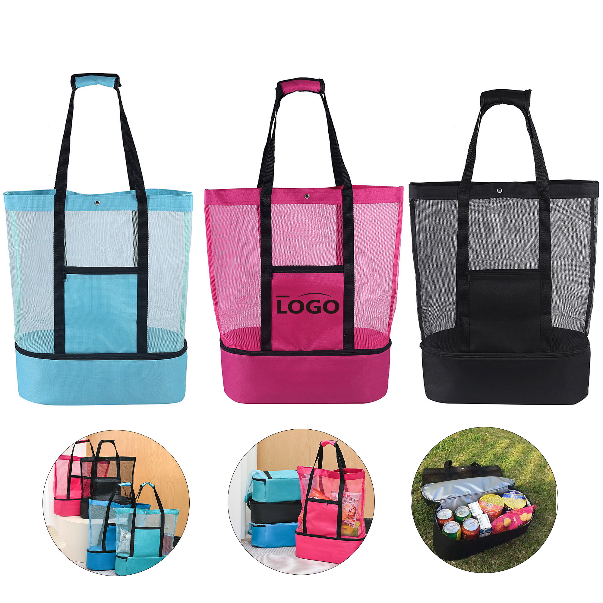 Large Daily Tote Beach Bags With Insulated Cooler 2
