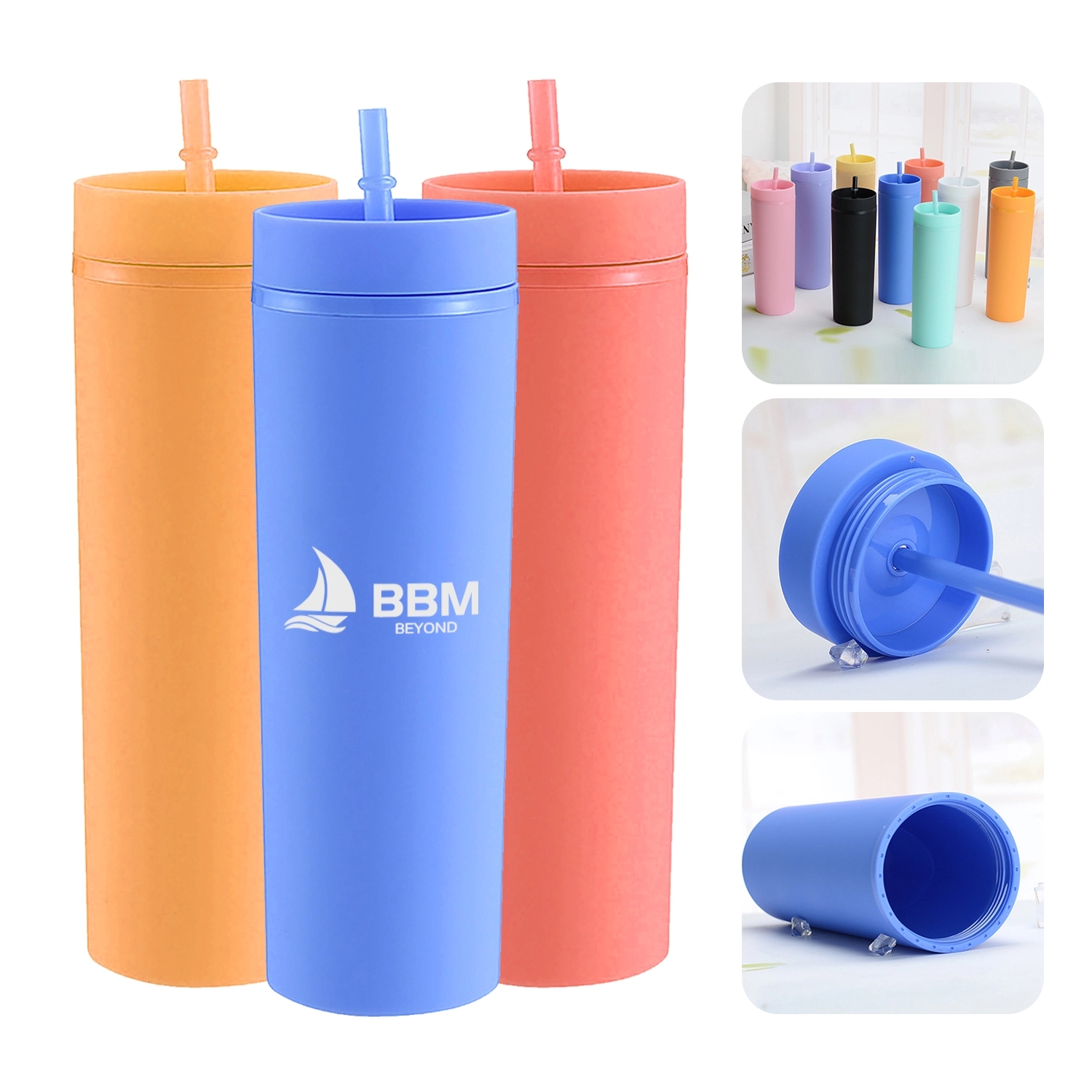 16Oz Double Layer Plastic Sports Straw Cup 2