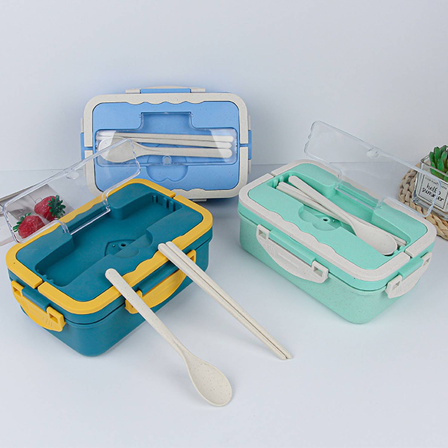 Portablefor Student Office Plastic Insulated Bento Lunch Box 4