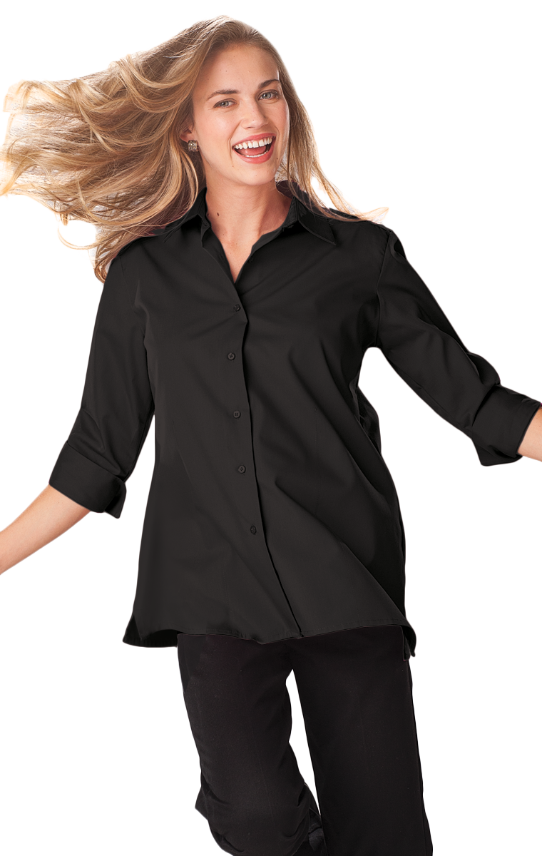 Ladies' 3/4 Sleeve Poplin Swing Shirt 1