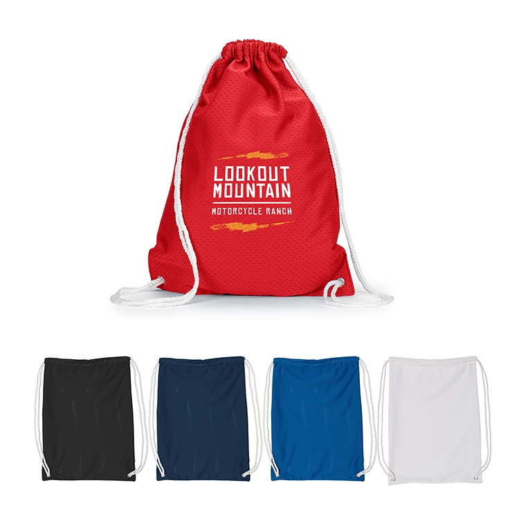 100% Polyester Jersey Mesh Drawstring Backpack 1