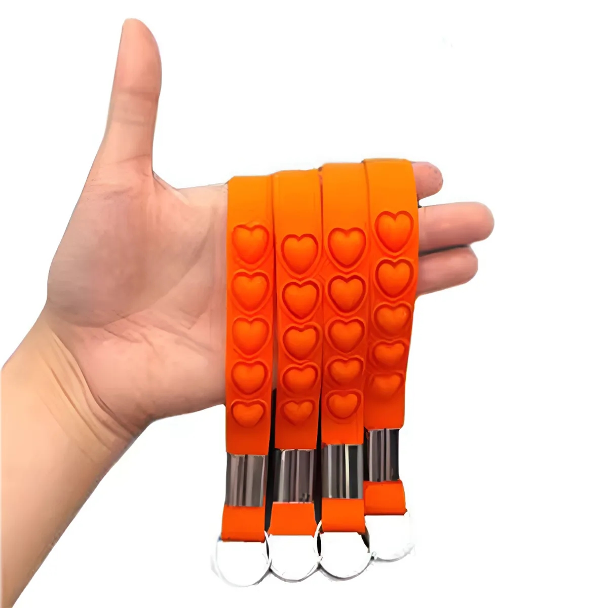 Heart Pattern Silicone Wristband Bracelet Keychain Custom 5