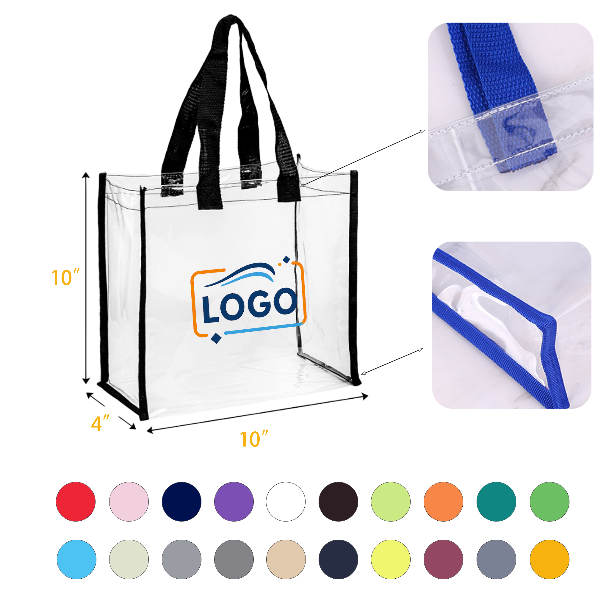 Clear PVC Tote Bag with Reinforced Handles 2