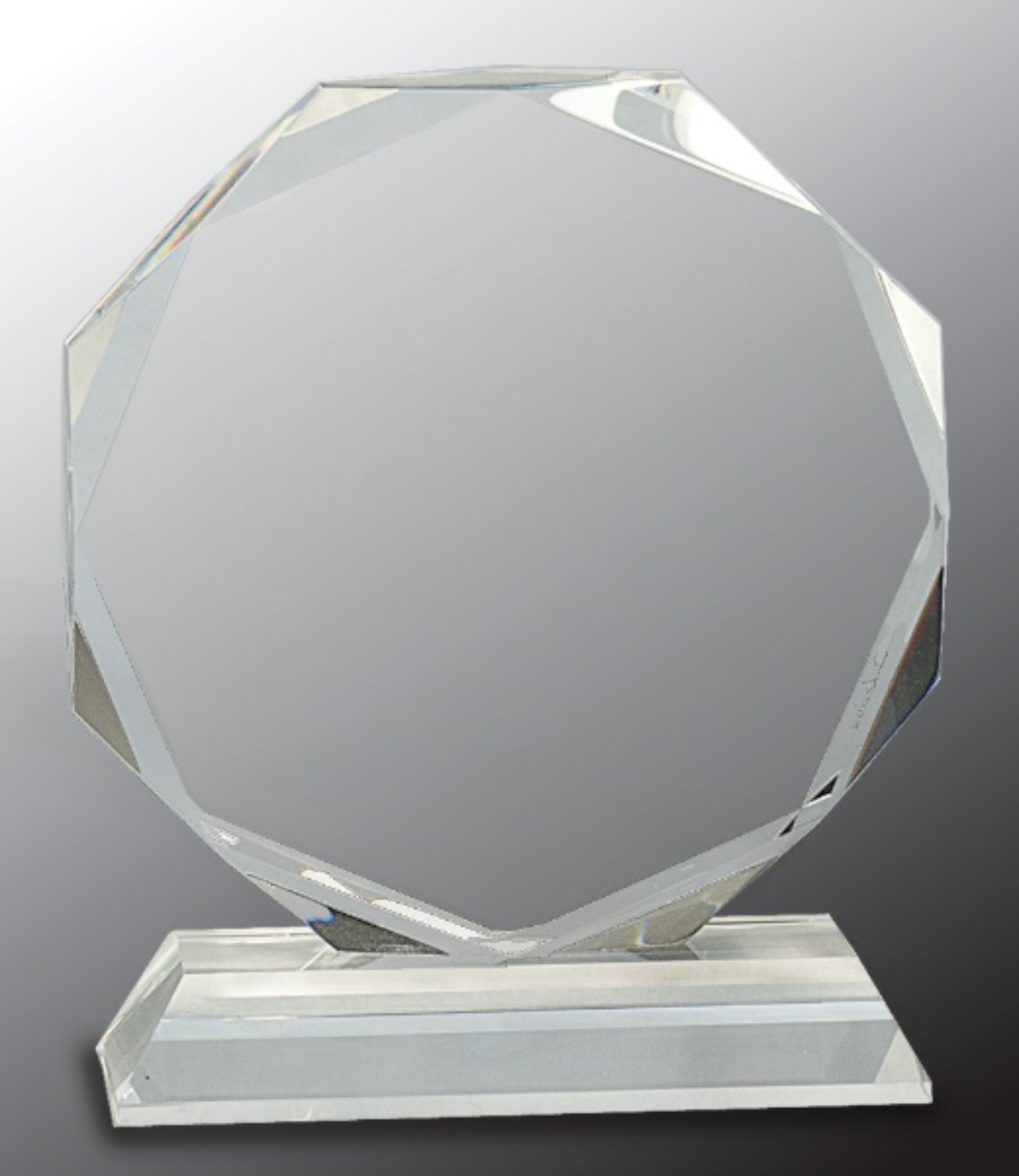 6" Clear Crystal Award Octagon on Clear Pedestal Base 3