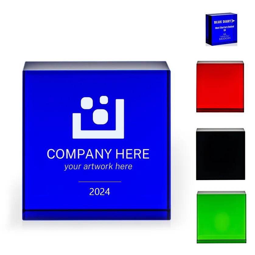 Square Crystal Paperweight 2