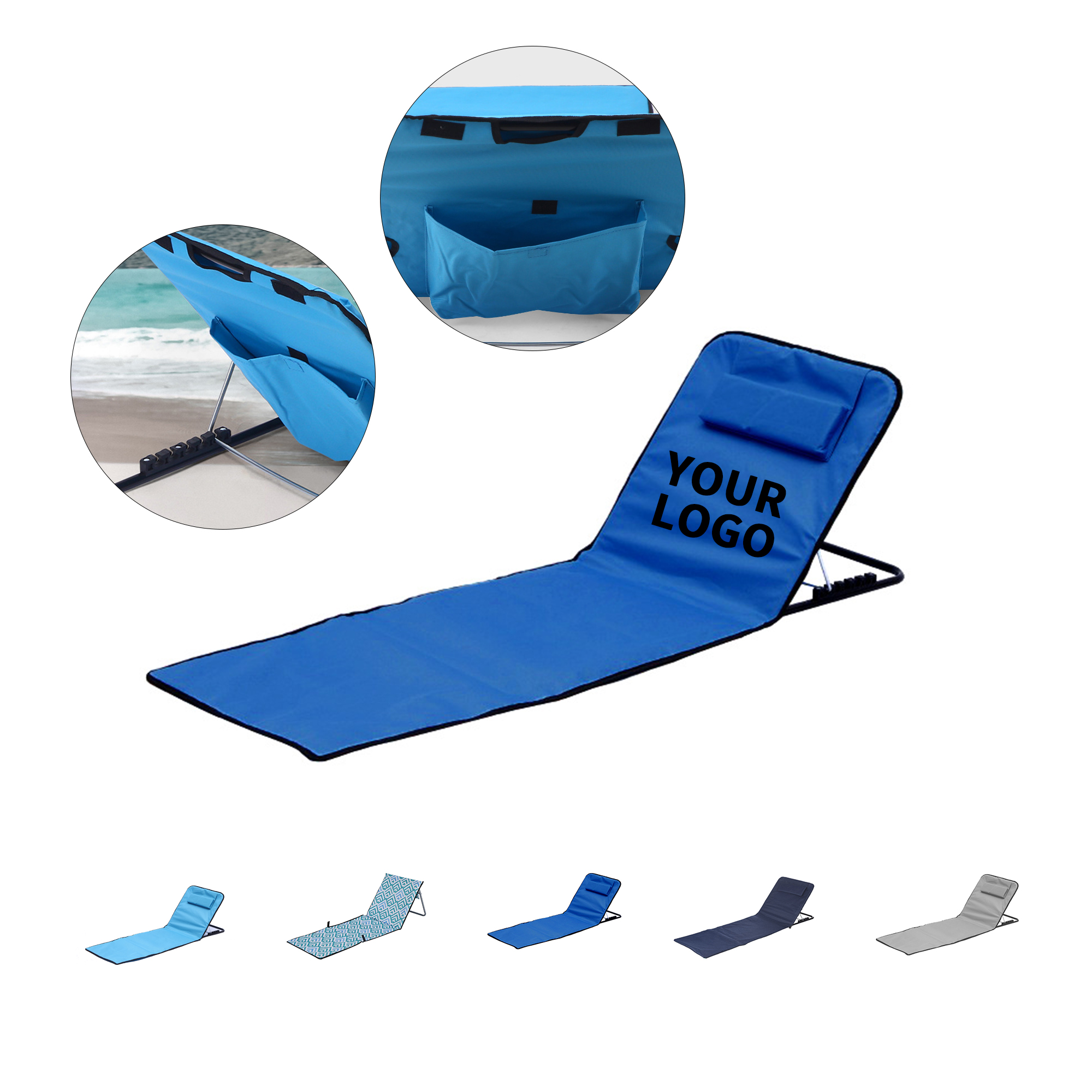 Folding Oxford Beach Lounger With Steel Frame 2