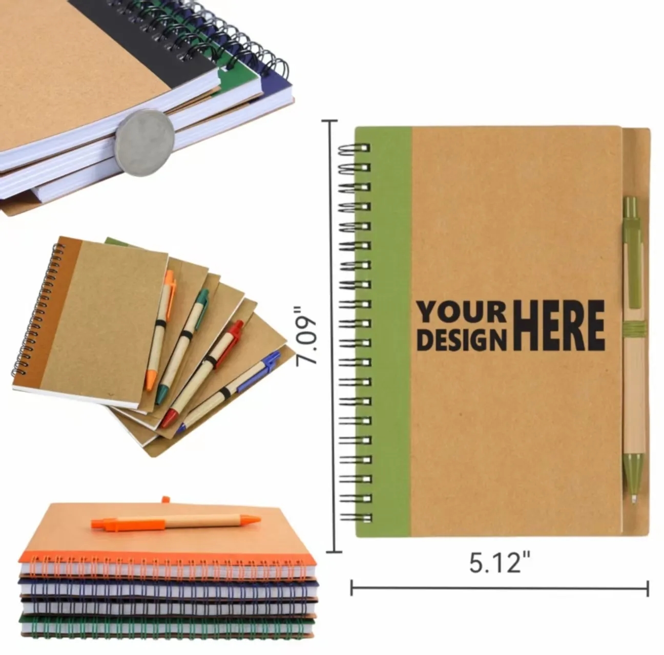 Kraft Paper Notebook With Pen, Spliced Cover 7