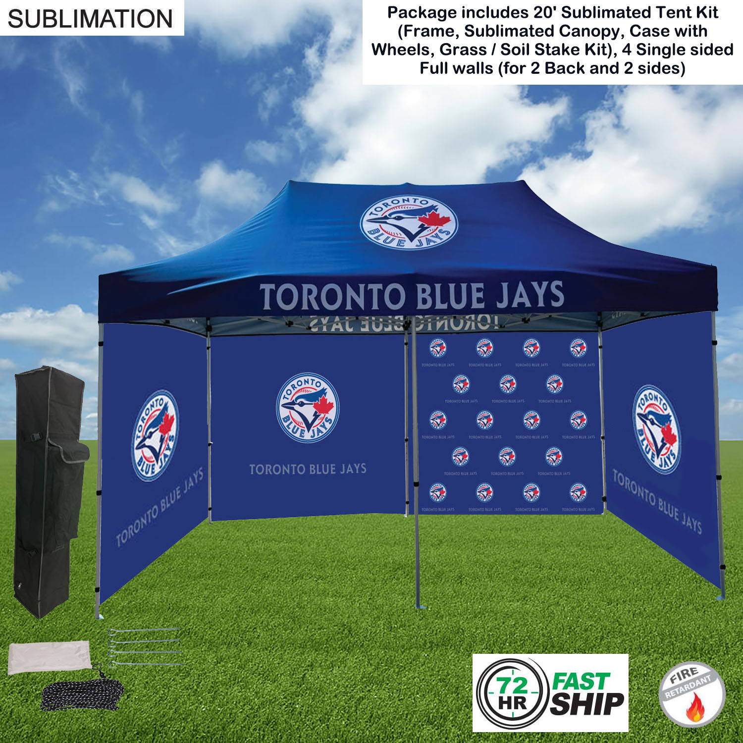 72Hr Fast Ship - Full Privacy Tent Package 1, 20' Sublimated Tent,4 Single sided Full walls 8