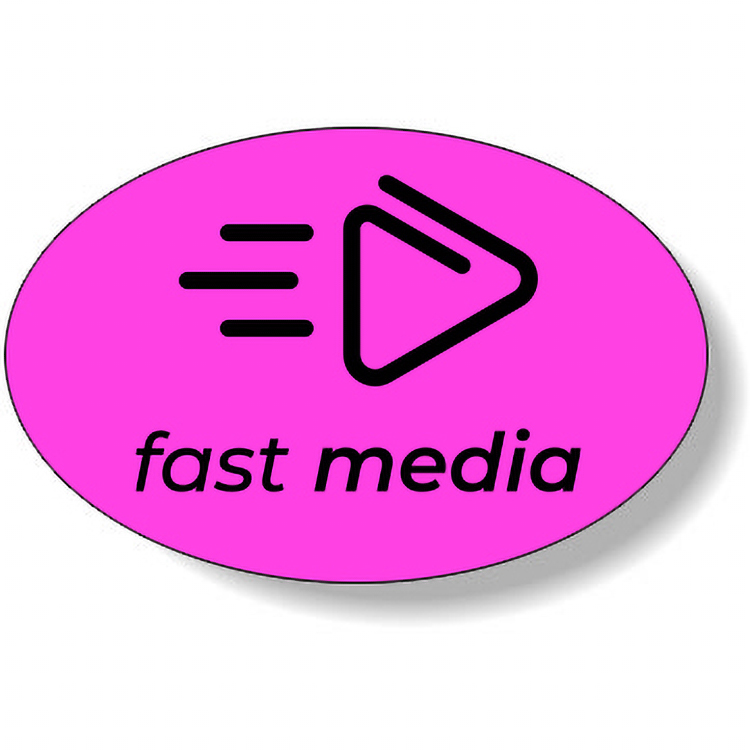 Fluorescent Pink Flexo-Printed Stock Oval Roll Labels (1.625"x2.5")