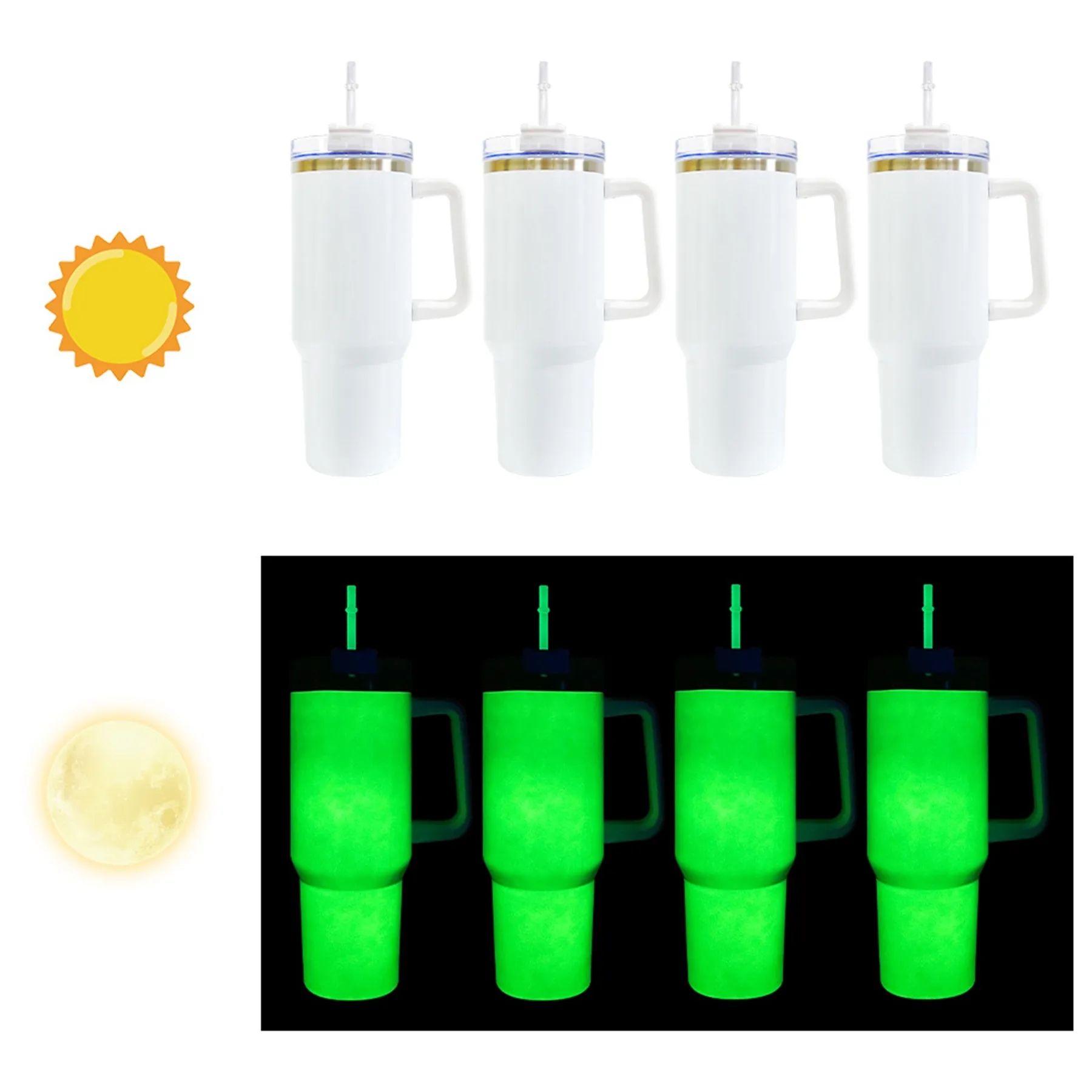40 Oz. Glow in Dark Tumbler with Handle Lid and Straw 3