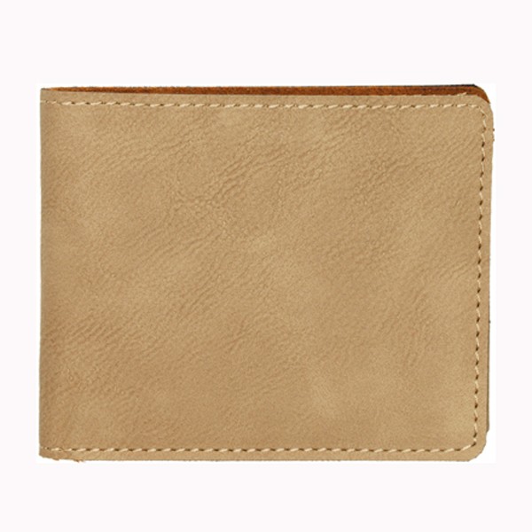 Leatherette Bifold Wallet - Light Brown Screen Imprint 2