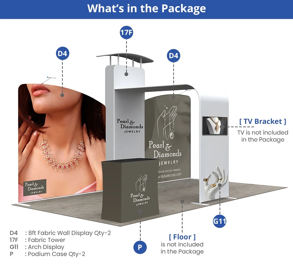 20ft Inline Trade Show Booth with Media Display 2